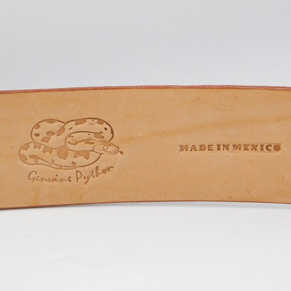 Los Altos Python Skin Cowboy Belt | Rustic Cognac |Oval Python Buckle | EUC | 46 - Picture 8 of 11